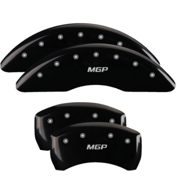 Picture of MGP 4 Caliper Covers Engraved Front & Rear MGP Black Finish Silver Char 2016 Buick Regal