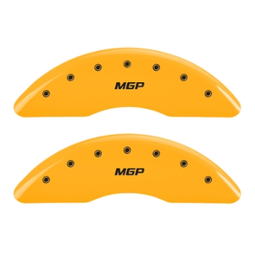 Picture of MGP 4 Caliper Covers Engraved Front & Rear MGP Yellow Finish Black Char 2016 Buick Regal