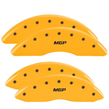 Picture of MGP 4 Caliper Covers Engraved Front & Rear MGP Yellow Finish Black Char 2016 Buick Regal