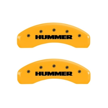 Picture of MGP 4 Caliper Covers Engraved Front & Rear Hummer Yellow Finish Black Char 2005 Hummer H2