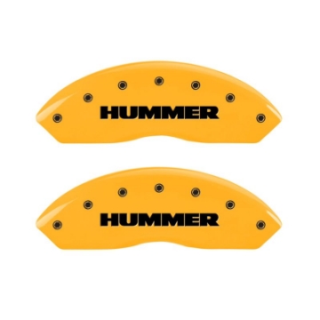 Picture of MGP 4 Caliper Covers Engraved Front & Rear Hummer Yellow Finish Black Char 2010 Hummer H3T