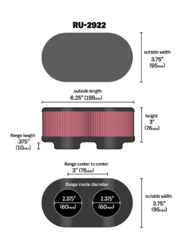 Picture of K&N Filter Universal Filter 2 3-4 inch Dual Flange GSXR Oval 2-Box