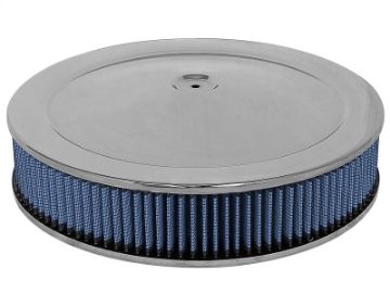 Picture of aFe MagnumFLOW Air Filters Round Racing P5R A-F Chrome Assy 14x3: Blk-Blue