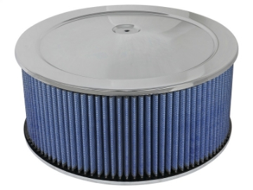Picture of aFe MagnumFLOW Air Filters Round Racing P5R A-F Chrome Assy 14x6: Blk-Blue E-M