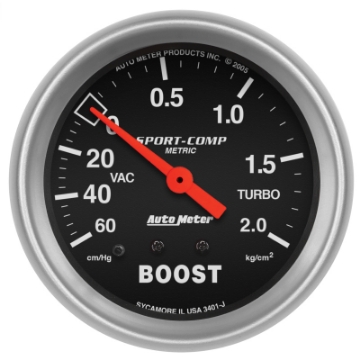 Picture of Autometer Sport-Comp 66-7mm METRIC 60 cm-Hg-2-0 Kg-Cm2 Mechanical Vacuum-Boost Gauge