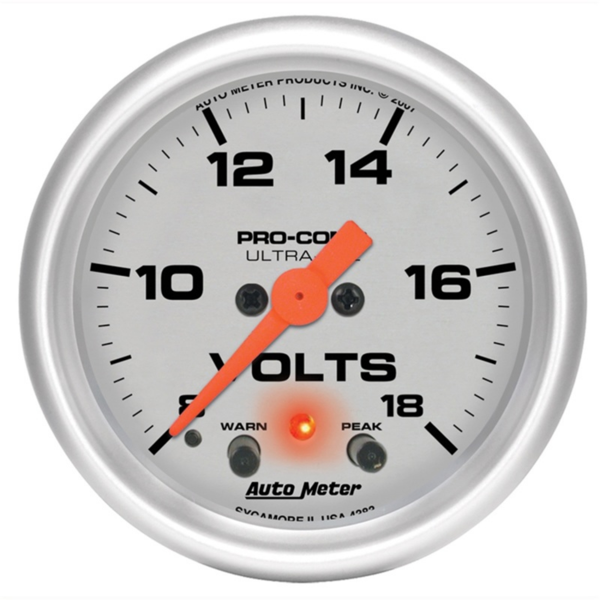 Picture of Autometer Ultra-Lite 52mm Voltmeter 18V Digital Stepper Motor w- Peak and Warning