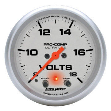 Picture of Autometer Ultra-Lite 2 5-8in 18V Voltmeter w- Peak & Warn