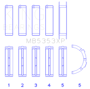 Picture of King Engine Bearings Ford 281 4-6L SOHC 16V Performance Main Bearing Set - Size STD