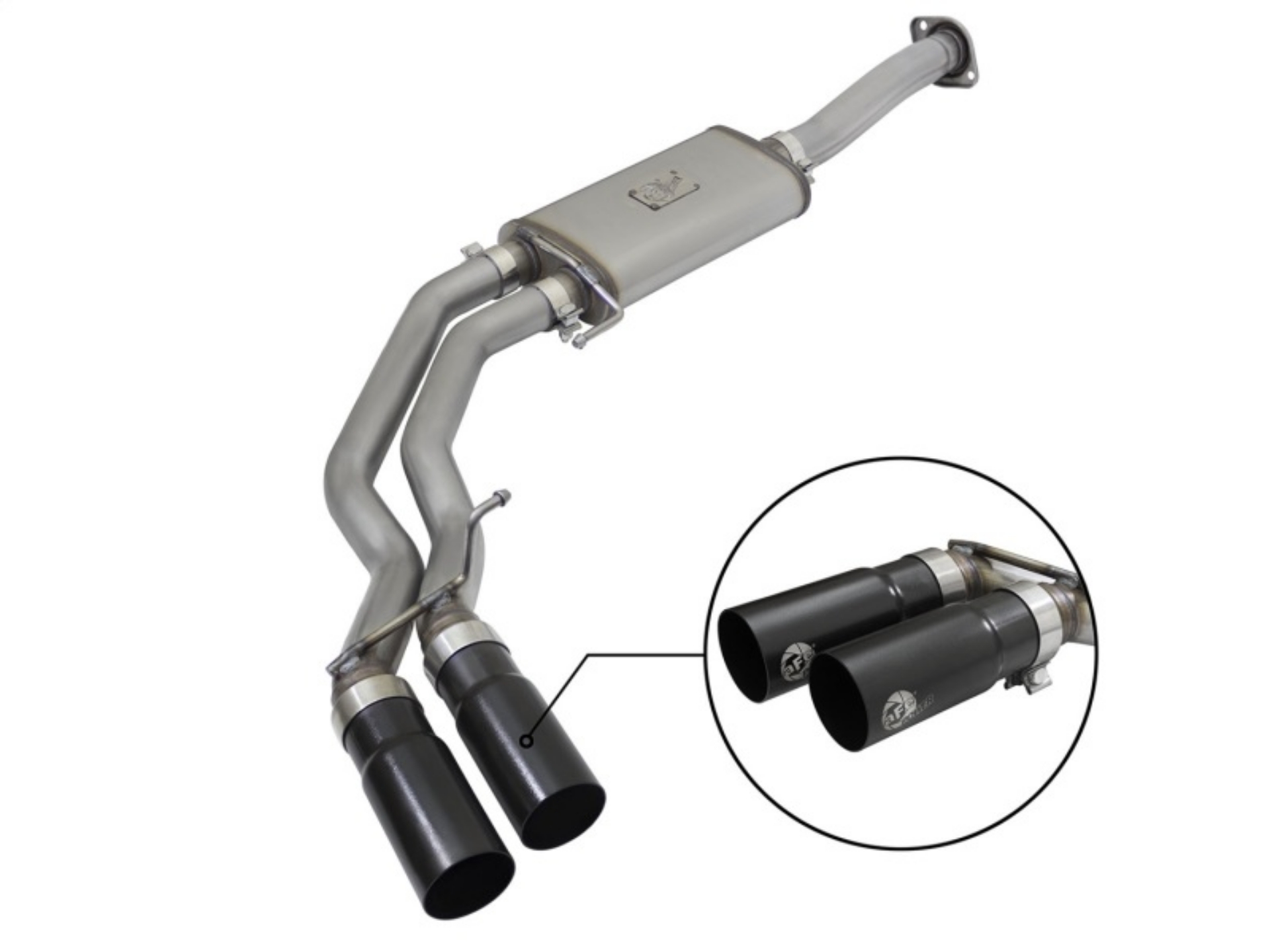 Picture of aFe Rebel Exhausts 3in SS Cat-Back 15-16 Ford F-150 EcoBoost V6 2-7-3-5L V8 5-0L w- Black Tips