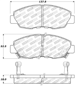 Picture of StopTech Performance 97-99 Acura CL - 94-97 Honda Accord Coupe - 90-97 Accord Sedan Front Brake Pad