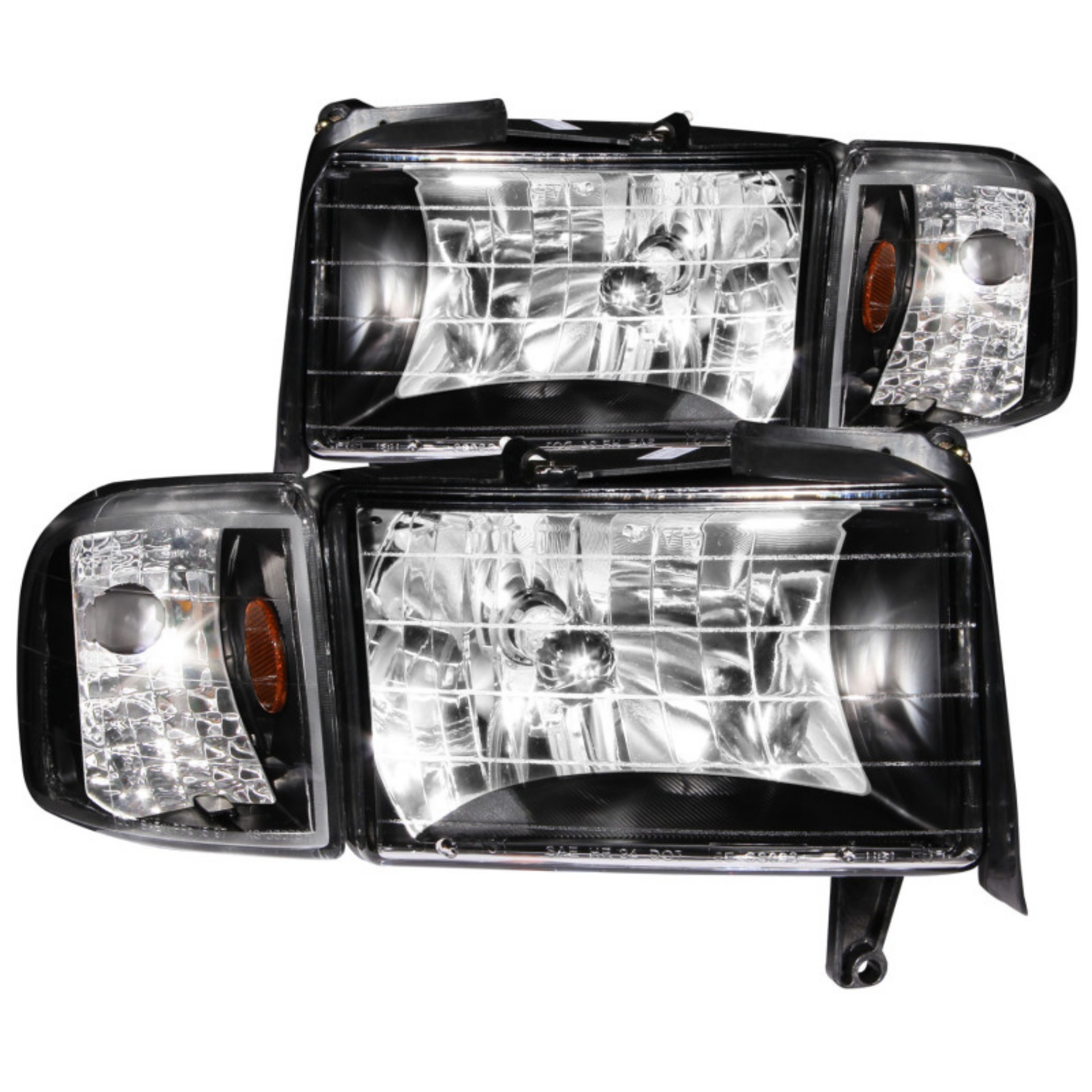 Picture of ANZO 1994-2001 Dodge Ram Crystal Headlights Black