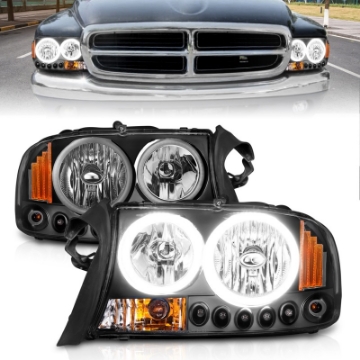 Picture of ANZO 1997-2004 Dodge Dakota Crystal Headlights Black 1pc