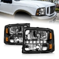 Picture of ANZO 2000-2004 Ford Excursion Crystal Headlights Black w- LED 1pc