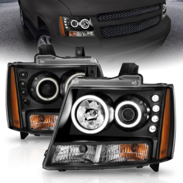 Picture of ANZO 2007-2013 Chevrolet Avalanche Projector Headlights w- Halo Black CCFL