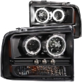 Picture of ANZO 2005-2007 Ford Excursion Projector Headlights w- Halo Black w- LED Strip CCFL 1pc