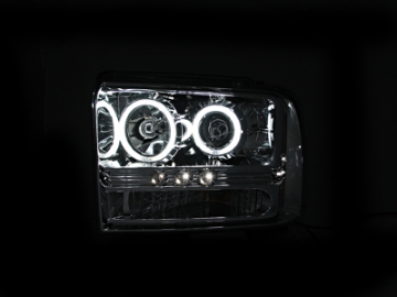 Picture of ANZO 2005-2007 Ford Excursion Projector Headlights w- Halo Chrome w- LED Strip CCFL 1pc