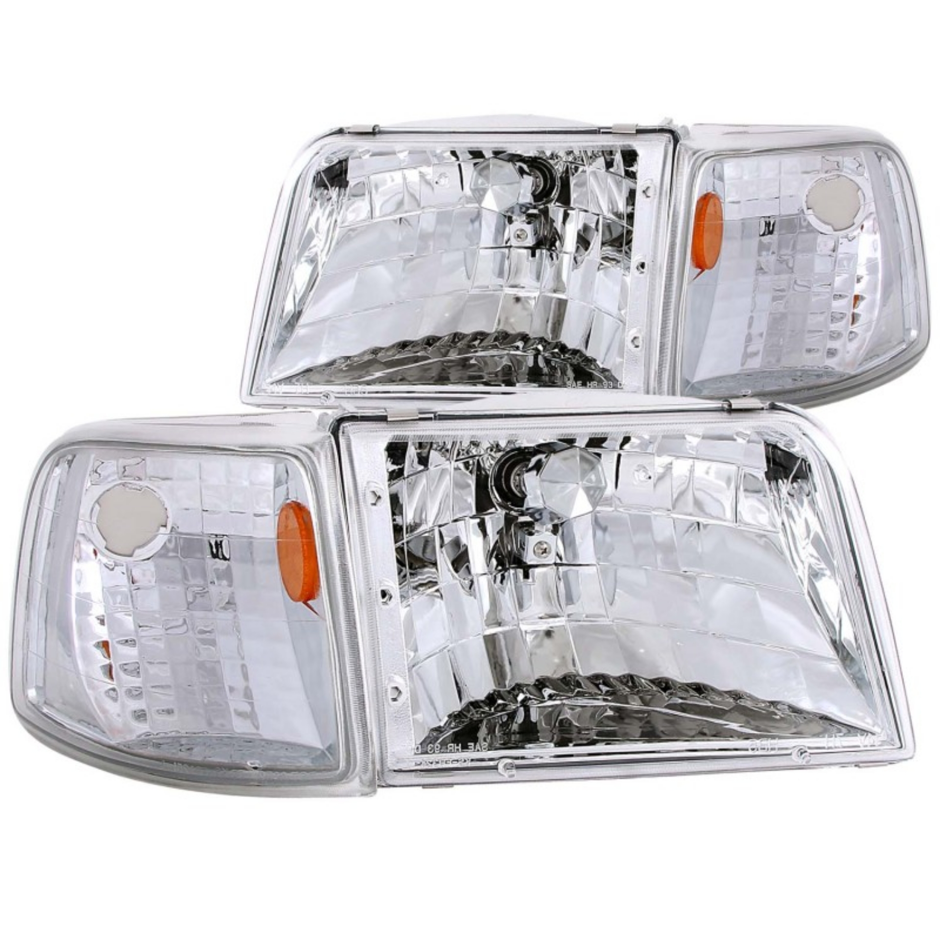 Picture of ANZO 1993-1997 Ford Ranger Crystal Headlights Chrome w- Corner Lights 2pc
