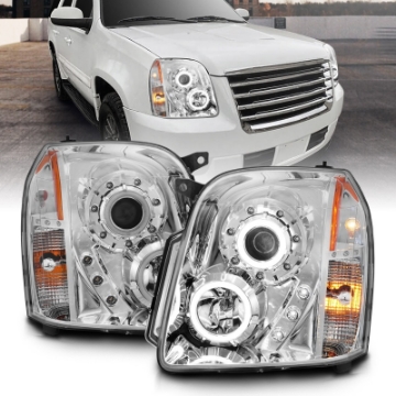 Picture of ANZO 2007-2014 GMC Yukon Projector Headlights w- Halo Chrome CCFL