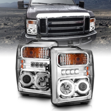 Picture of ANZO 2008-2010 Ford F-250 Projector Headlights w- Halo Chrome CCFL