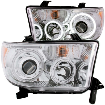 Picture of ANZO 2007-2013 Toyota Tundra Projector Headlights w- Halo Chrome CCFL