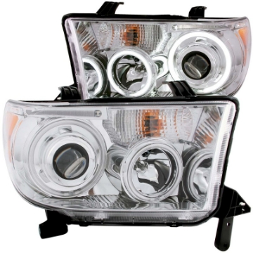 Picture of ANZO 2007-2013 Toyota Tundra Projector Headlights w- Halo Chrome CCFL