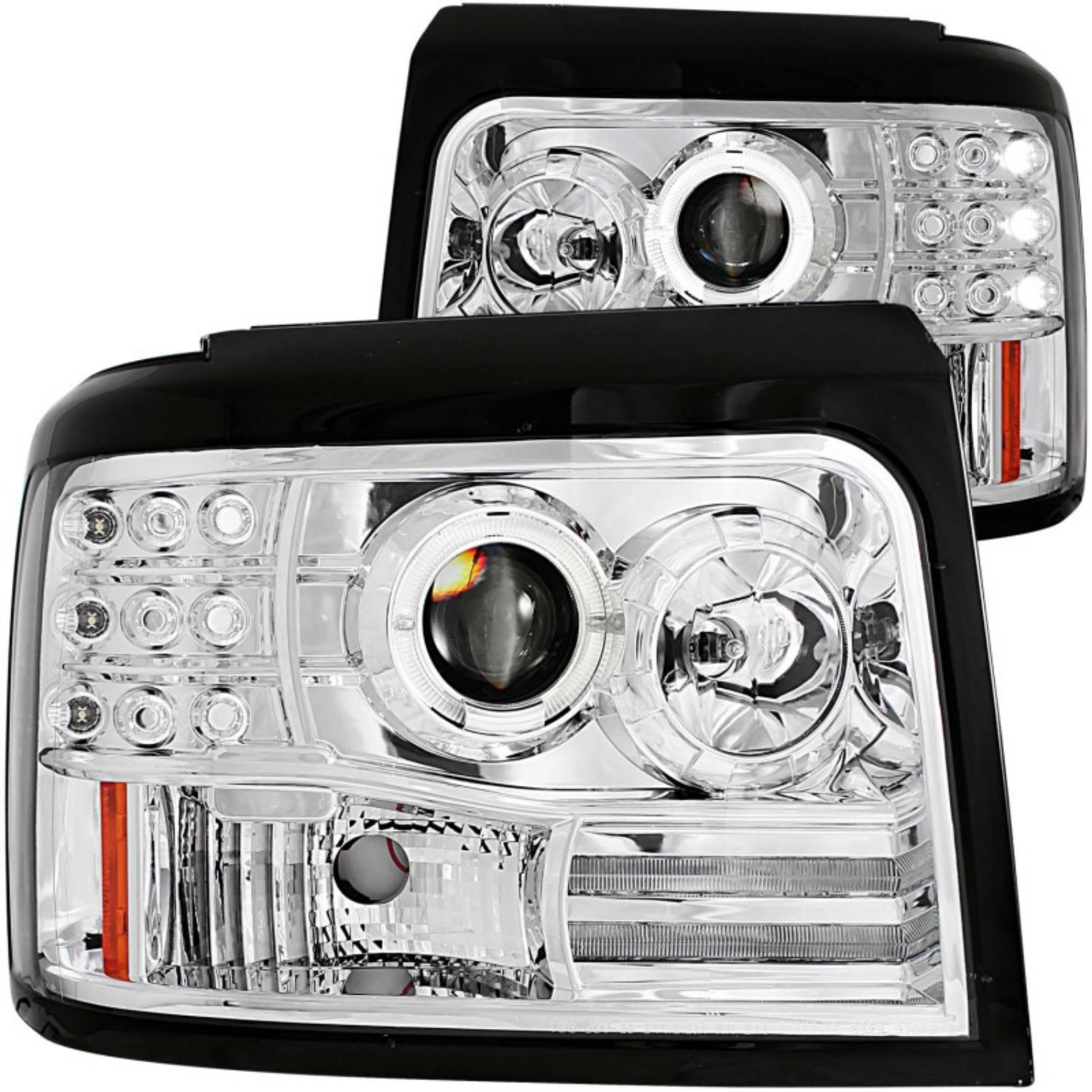 Picture of ANZO 1992-1996 Ford F-150 Projector Headlights w- Halo Chrome w- Side Markers and Parking Lights