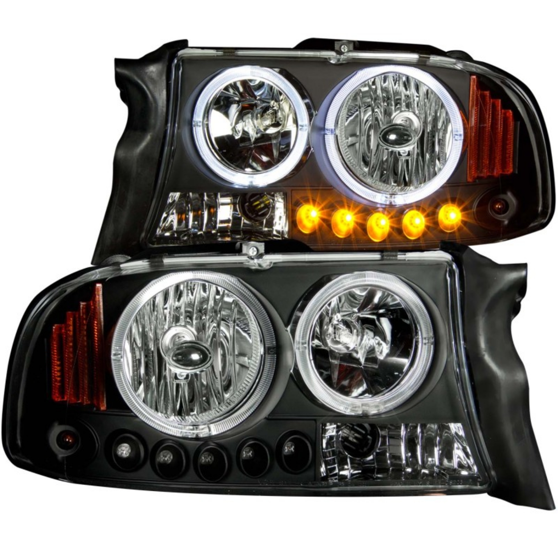 Picture of ANZO 1997-2004 Dodge Dakota Projector Headlights w- Halo Black 1 pc