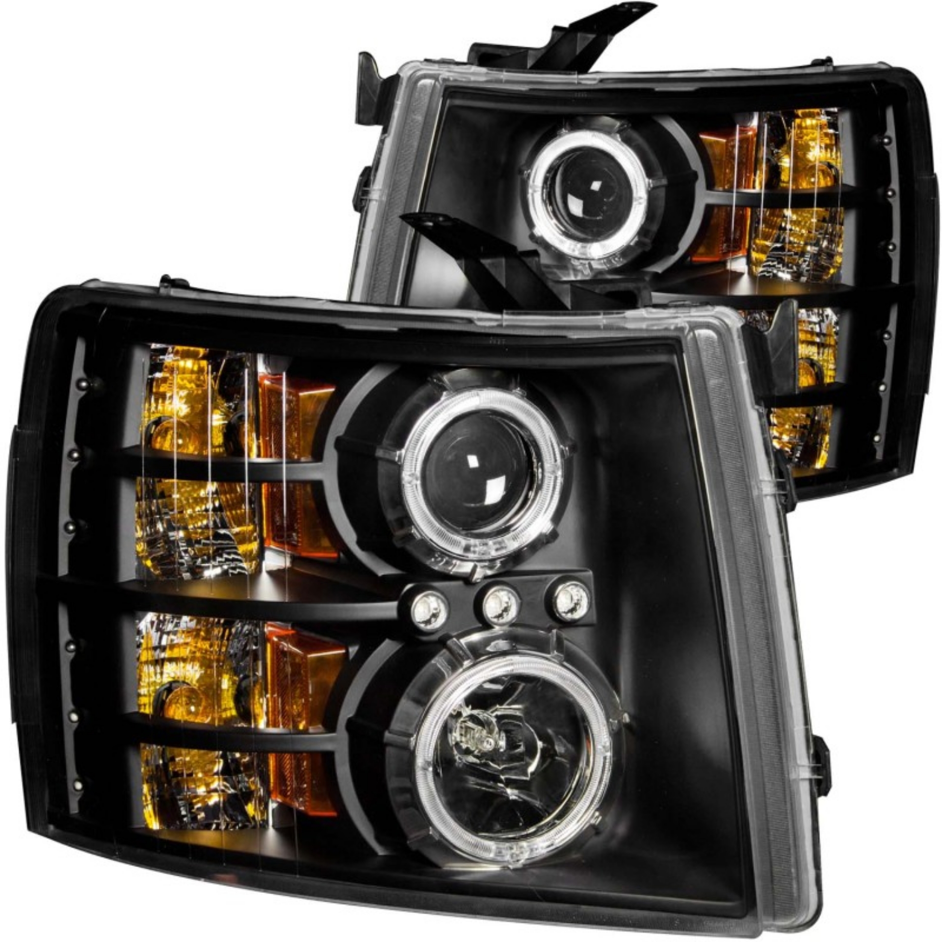 Picture of ANZO 2007-2013 Chevrolet Silverado 1500 Projector Headlights w- Halo Black