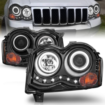 Picture of ANZO 2008-2010 Jeep Grand Cherokee Projector Headlights w- Halo Black CCFL