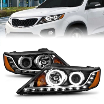 Picture of ANZO 2011-2013 Kia Sorento Projector Headlights w- Halo Black CCFL