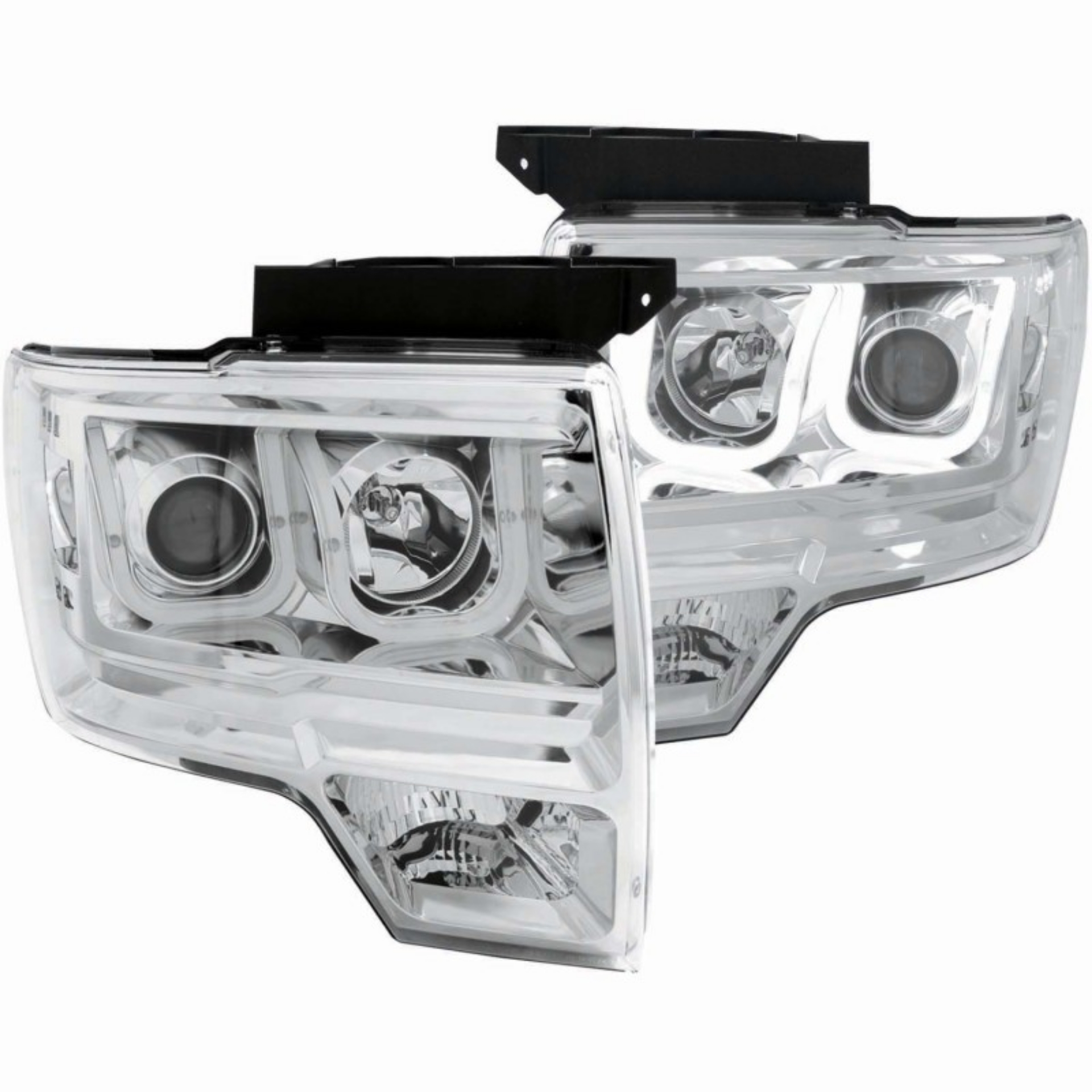 Picture of ANZO 2009-2014 Ford F-150 Projector Headlights w- U-Bar Chrome
