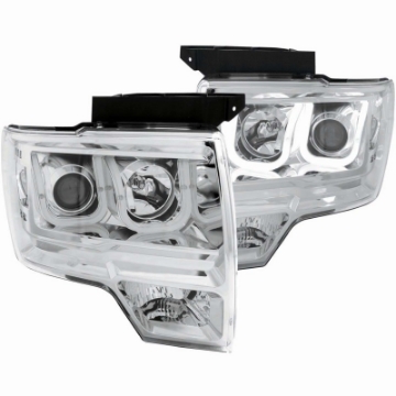 Picture of ANZO 2009-2014 Ford F-150 Projector Headlights w- U-Bar Chrome