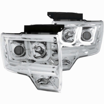 Picture of ANZO 2009-2014 Ford F-150 Projector Headlights w- U-Bar Chrome