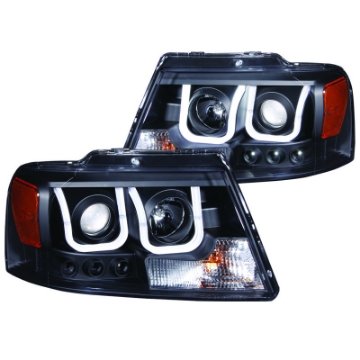 Picture of ANZO 2004-2008 Ford F-150 Projector Headlights w- U-Bar Black