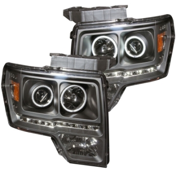 Picture of ANZO 2009-2014 Ford F-150 Projector Headlights w- Halo Black CCFL G2