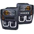 Picture of ANZO 2008-2010 Ford F-250 Projector Headlights w- U-Bar Black