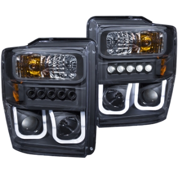 Picture of ANZO 2008-2010 Ford F-250 Projector Headlights w- U-Bar Black