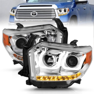 Picture of ANZO 2014-2015 Toyota Tundra Projector Headlights w- U-Bar Chrome w- DRL