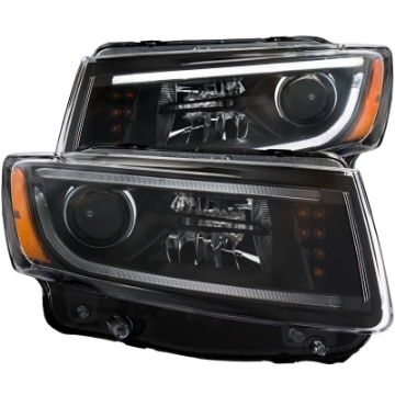 Picture of ANZO 2014-2015 Jeep Grand Cherokee Projector Headlights w- Plank Style Design Black