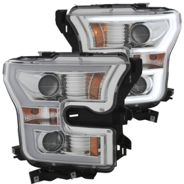 Picture of ANZO 2015-2016 Ford F-150 Projector Headlights w- Plank Style Design Chrome w- Amber