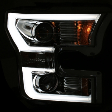 Picture of ANZO 2015-2016 Ford F-150 Projector Headlights w- Plank Style Design Chrome w- Amber