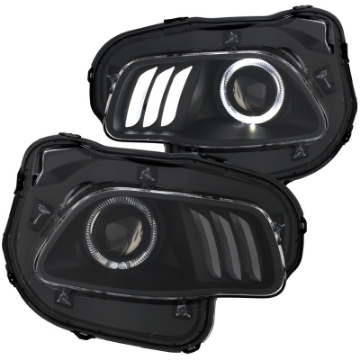 Picture of ANZO 2014-2016 Jeep Cherokee Projector Headlights Black clear w- white and Red