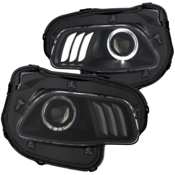 Picture of ANZO 2014-2016 Jeep Cherokee Projector Headlights Black clear w- white and Red