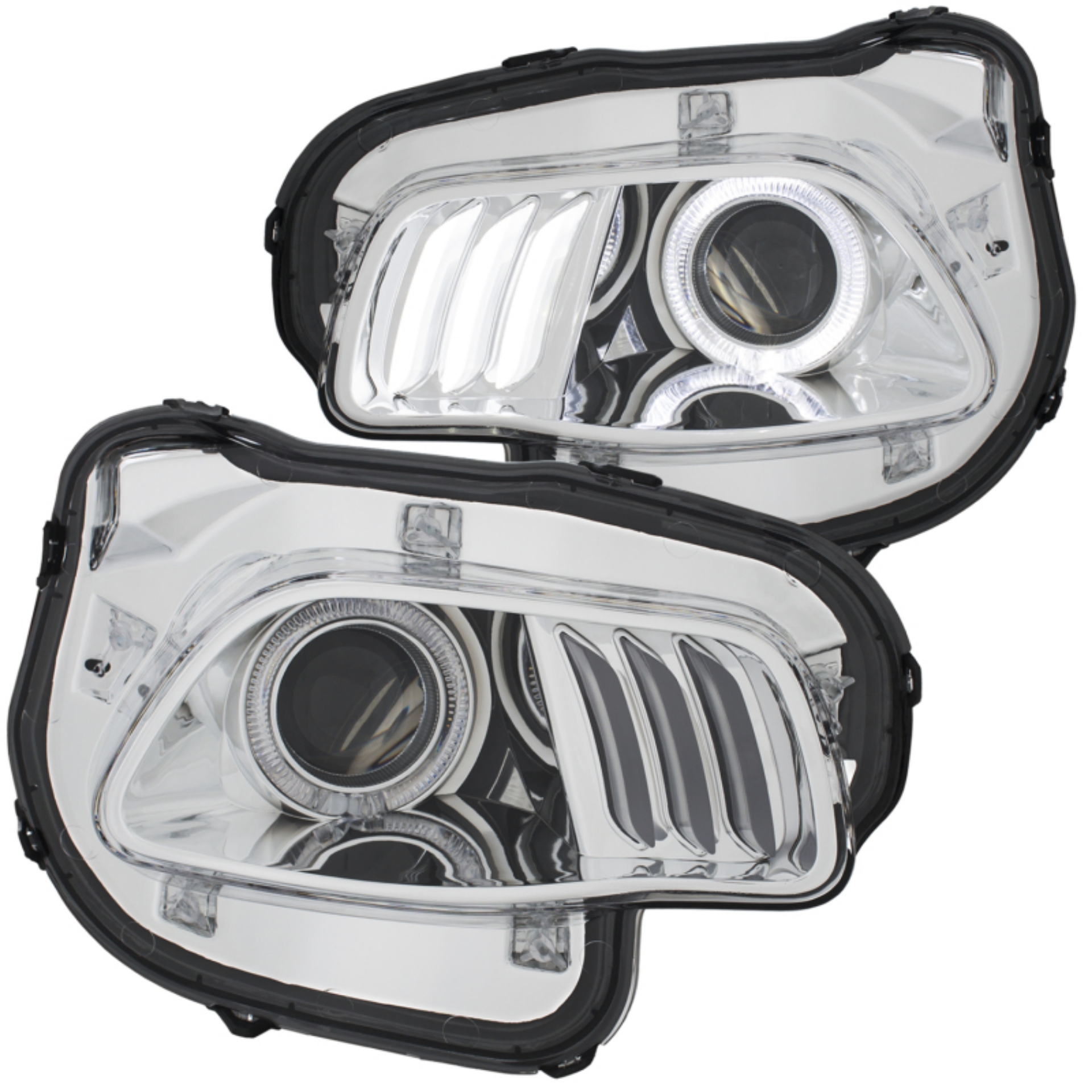 Picture of ANZO 2014-2016 Jeep Cherokee Projector Headlights Chrome clear w- white and Red