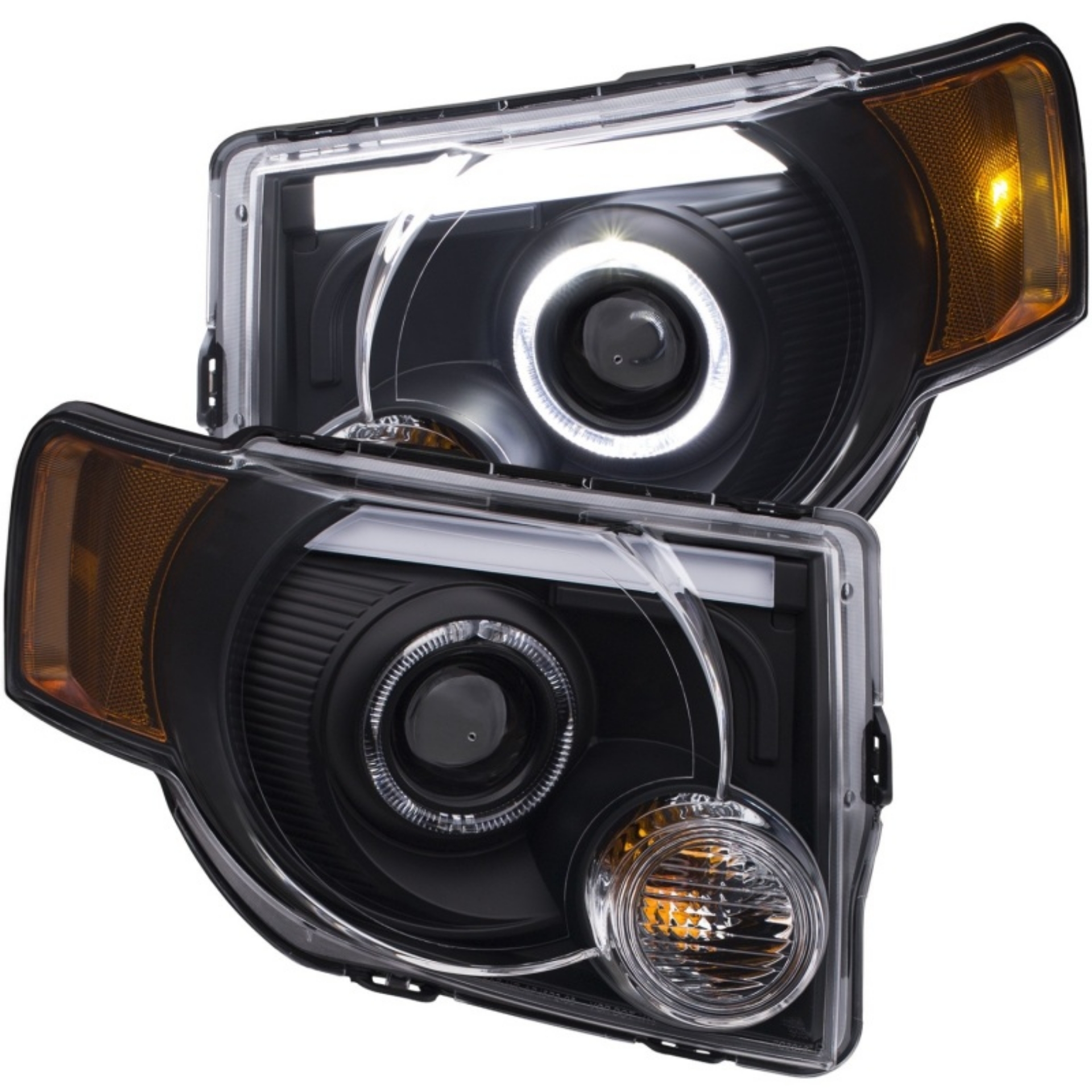 Picture of ANZO 2008-2012 Ford Escape Projector Headlights w- Halo Black