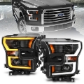 Picture of ANZO 2015-2017 Ford F-150 Projector Headlights w- Plank Style Switchback Black w- Amber