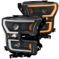 Picture of ANZO 2015-2017 Ford F-150 Projector Headlights w- Plank Style Switchback Black w- Amber