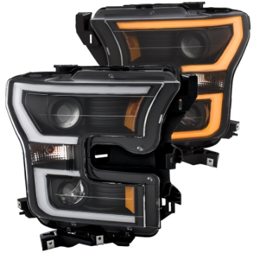 Picture of ANZO 2015-2017 Ford F-150 Projector Headlights w- Plank Style Switchback Black w- Amber