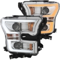 Picture of ANZO 2015-2017 Ford F-150 Projector Headlights w- Plank Style Switchback Chrome w- Amber