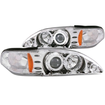 Picture of ANZO 1994-1998 Ford Mustang Projector Headlights w- Halo Chrome 1pc